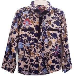 M Benz Little Boys Long Sleeve Top Button Down Logo Shirt Size 26